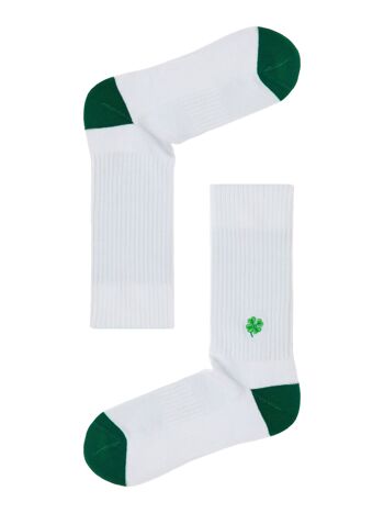 Chaussettes Bio Clover - Chaussettes de tennis blanches avec feuille de trèfle brodée, Lucky 2