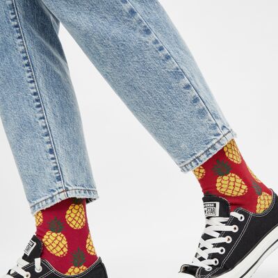 Chaussettes bio à l'ananas - Chaussettes colorées à motif ananas