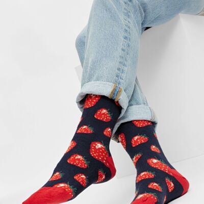 Bio-Socken mit Erdbeeren - Bunte Socken mit Erdbeermuster