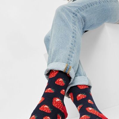 Bio-Socken mit Erdbeeren - Bunte Socken mit Erdbeermuster