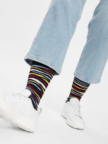 Chaussettes bio à motif zèbre - chaussettes à rayures zébrées colorées, zèbre en couleurs 1