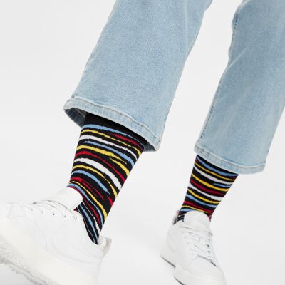 Chaussettes bio à motif zèbre - chaussettes à rayures zébrées colorées, zèbre en couleurs