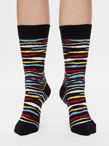 Chaussettes bio à motif zèbre - chaussettes à rayures zébrées colorées, zèbre en couleurs 2
