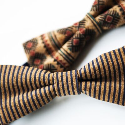HORACE II - PRINTED CORK BOW TIE WITH MARINE PATTERN