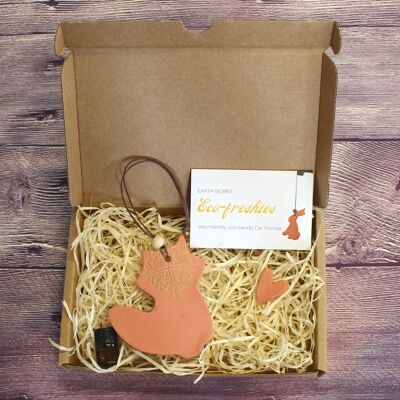 Scandi Fox (Terracotta) Shaped Reusable Aromatherapy Car Freshie