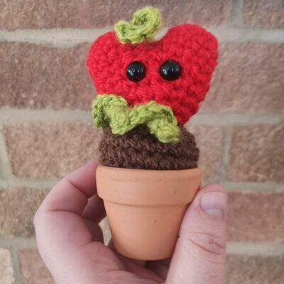Heart plushie in a terracotta pot - 2 leaves