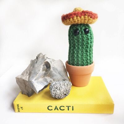 Tall Sombrero crochet cactus, crochet cactus, sombrero, desk plant, artificial plant, desk plant - 1