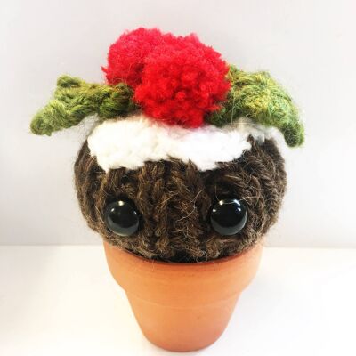 Knitted Christmas pudding in a pot