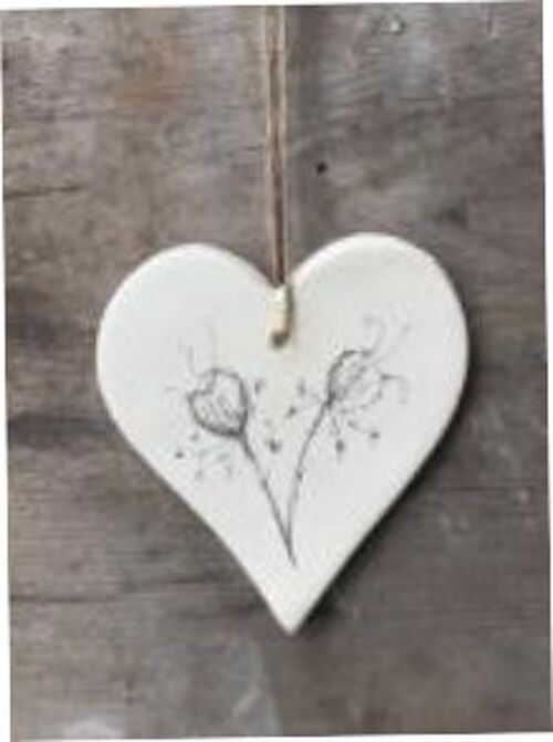 Botanical Seedhead Nigella Design Hanging Heart