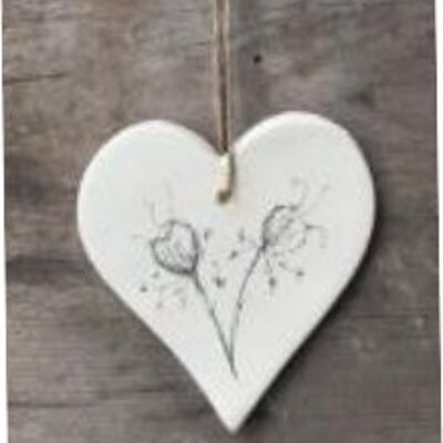 Corazón colgante con diseño de Nigella de cabeza de semilla botánica