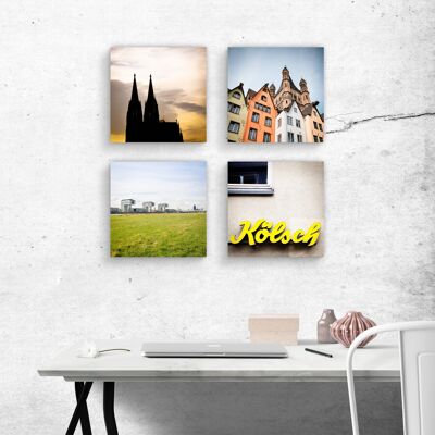 Photo square 15x15cm - Cologne on wood