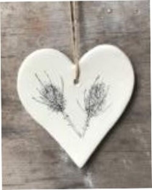 Botanical Seedhead Teasel Design Hanging Heart