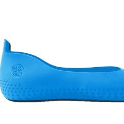 on blue wet shoe