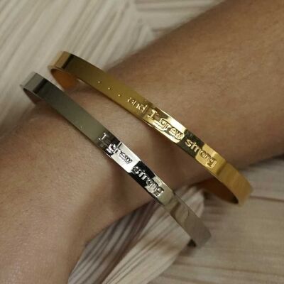 And I Grew Strong Engraved Gold Steel Bangle