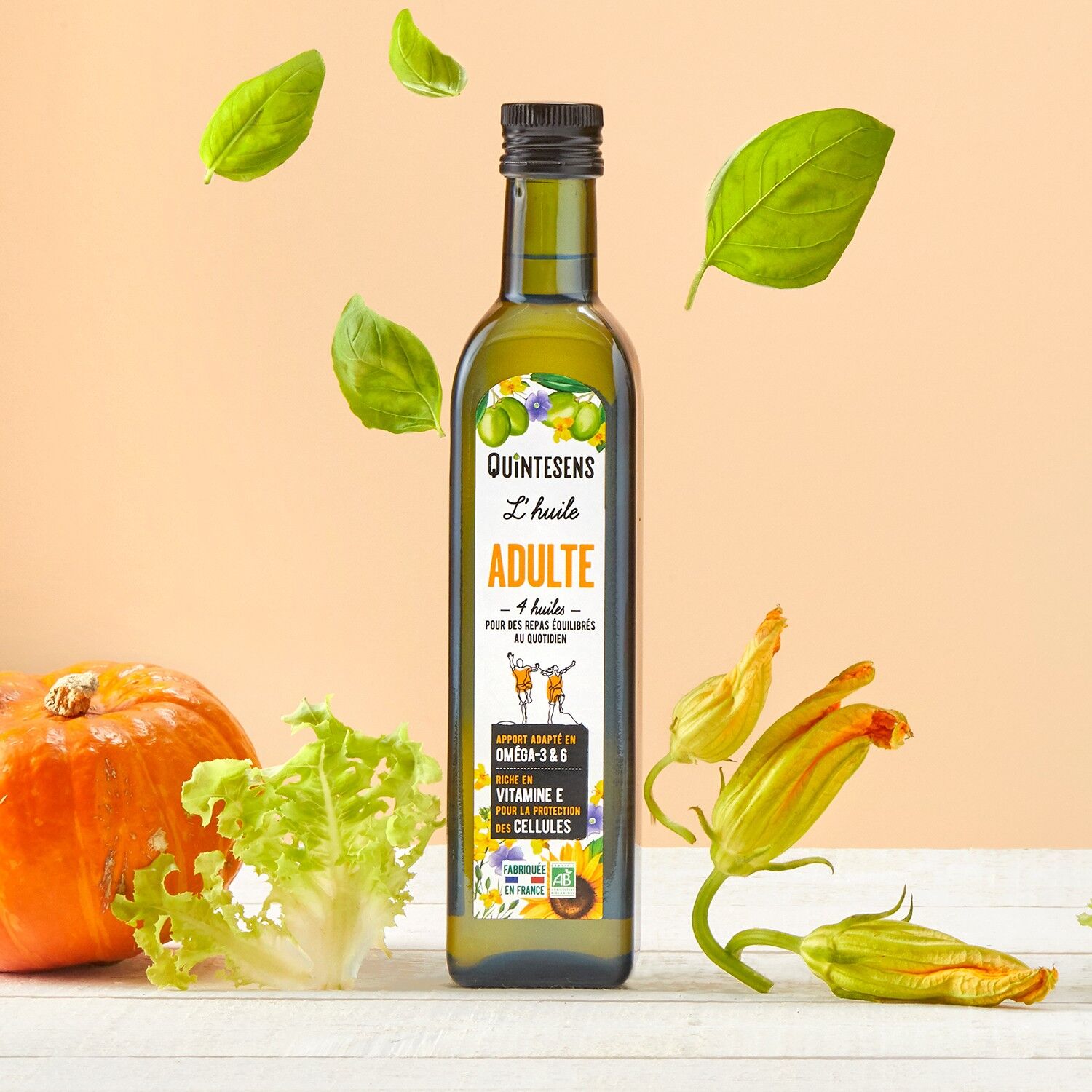 Olio biologico per la salute degli adulti, copre il fabbisogno di Omega 3 e 6 e vitamina E - 50cl