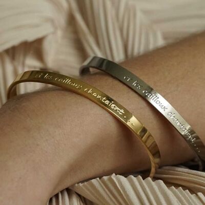 Engraved golden steel bangle And The Pebbles Singing