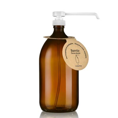 Burette bottle 1 L recycled amber glass dosing pump long spout