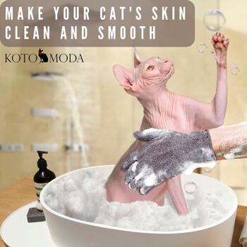 Kotomoda Sphynx chats sans poils bain de bambou carbonisé gants exfoliants douche au charbon de bois gommage corporel 2