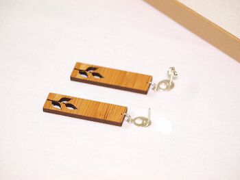 Boucles d'oreilles feuilles de bois de bambou 2