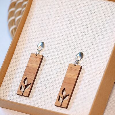 Bamboo wood leaves earrings