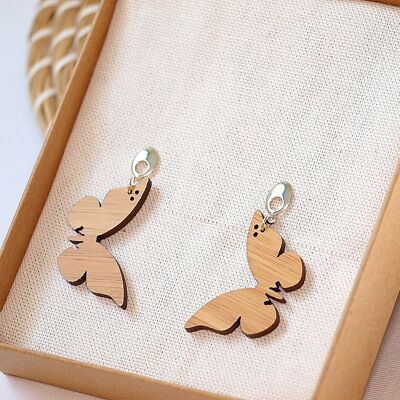 Boucles d'oreilles papillon en bois de bambou