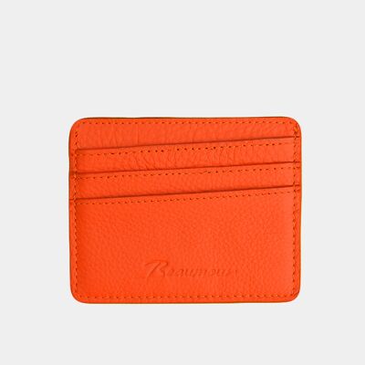 Kartenhalter aus orangefarbenem RFID-Leder