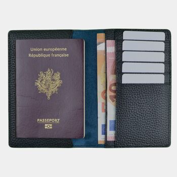 Etui passeport cuir noir RFID 3