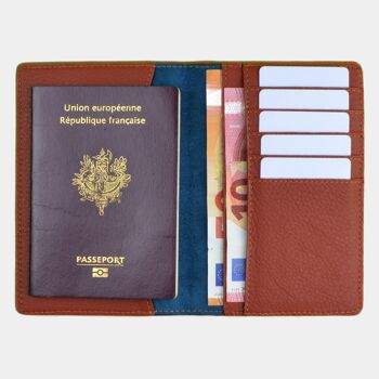 Etui passeport cuir marron RFID 3