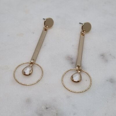 boucles d'oreilles - pierre - bar2 - or - blanc