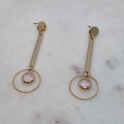 boucles d'oreilles - pierre - bar8 - or - rose