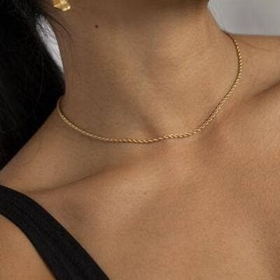 Stapeln Sie zusammen Seil-Ketten-Halskette Gold