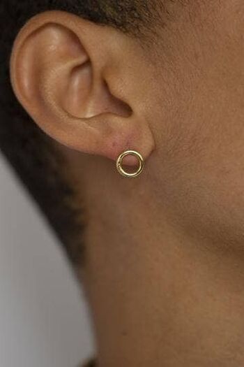 Boucles d'oreilles cercle d'unité en or (argent sterling 925) 2