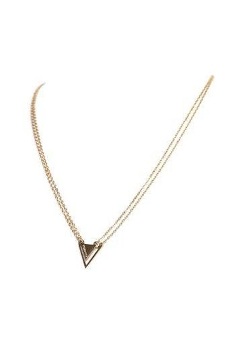 Strength Triangle Double Chain Necklace Gold