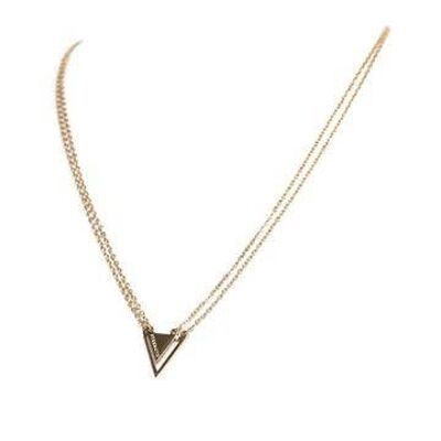 Strength Triangle Double Chain Necklace Gold
