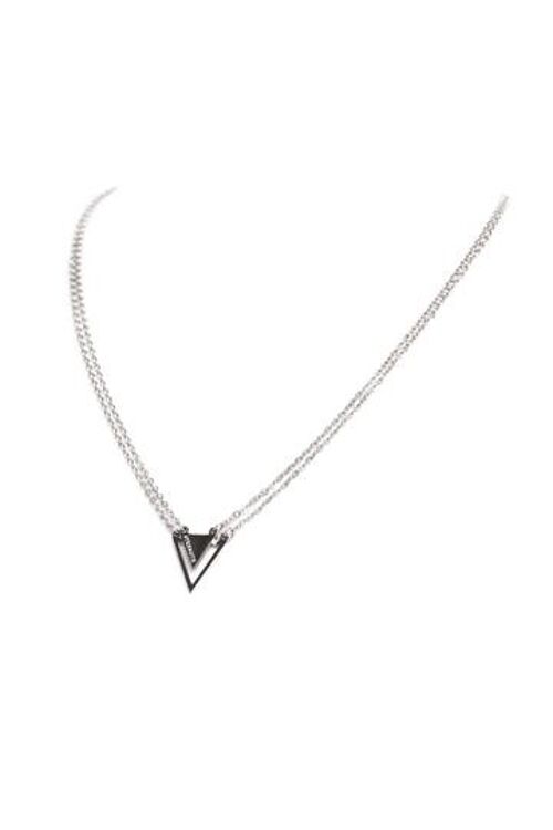Strength Triangle Double Chain Necklace Silver