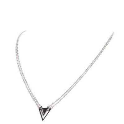 Collier Double Chaine Triangle Force Argent