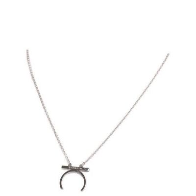 Female Empowerment Crescent Moon Necklace Silver
