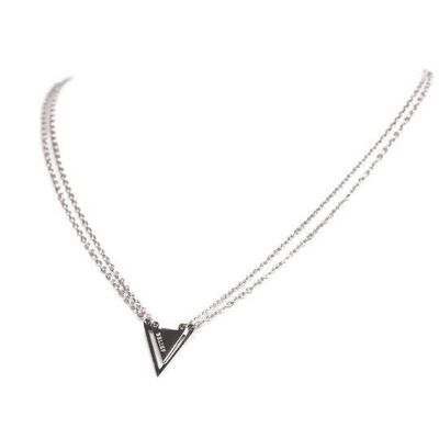 Belief Triangle Double Chain Necklace Silver