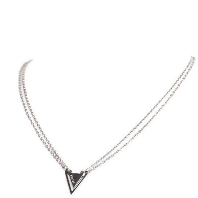 Belief Triangle Double Chain Necklace Silver