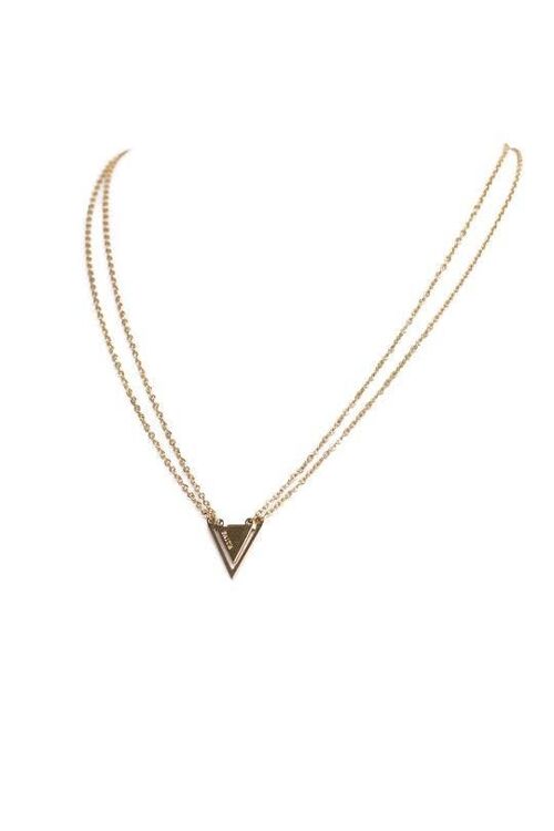 Faith Triangle Double Chain Necklace Gold