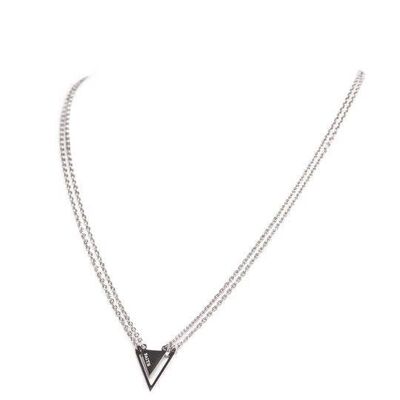 Faith Triangle Double Chain Necklace Silver