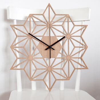 Horloge FLOCON DE NEIGE - Horloge murale géométrique en bois 3