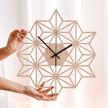 Horloge FLOCON DE NEIGE - Horloge murale géométrique en bois 1