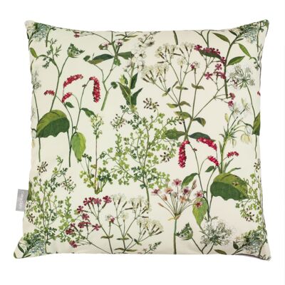 Celina Digby Luxury Super Soft Velvet Sofa Cushion Pillow 43x43cm with Padded Filling, Welsh Meadow Cream Floral Design