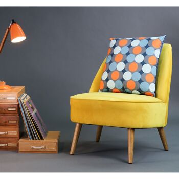 Celina Digby Oreiller de canapé en velours super doux de luxe avec rembourrage intérieur, 43 cm x 43 cm, motif géométrique rétro orange Dot Drops 4