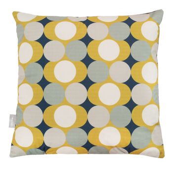 Celina Digby Oreiller de canapé en velours super doux de luxe 43 x 43 cm avec rembourrage rembourré, motif géométrique rétro jaune Dot Drops 1