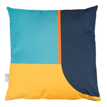 Celina Digby Oreiller de canapé en velours super doux de luxe 43x43cm avec rembourrage rembourré, Blue Harmony Retro Mid Century Style Design 1