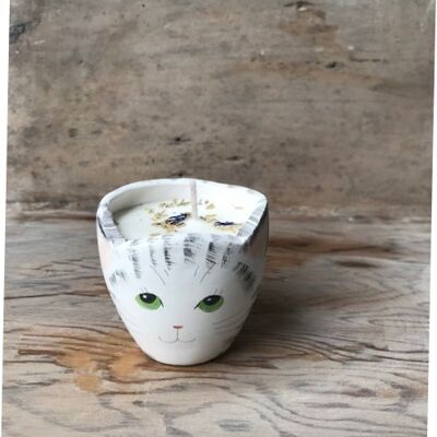 Merryfield Pottery Bougeoir Chat Shabby Chic - Gris Tabby