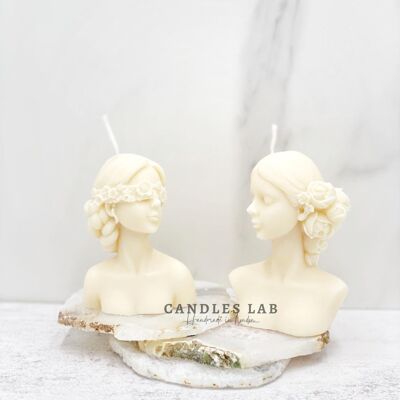 Candles Lab - Vela de cera de soja hecha a mano pequeña vela de estatua de Elise o Bella