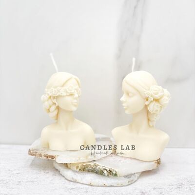 Candles Lab - Bougie artisanale en cire de soja petite bougie statue Elise ou Bella
